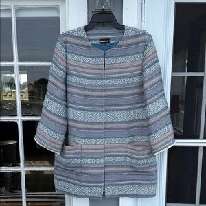 Paul Stuart - Made in Italy Striped Long Jacket with Pockets - size L